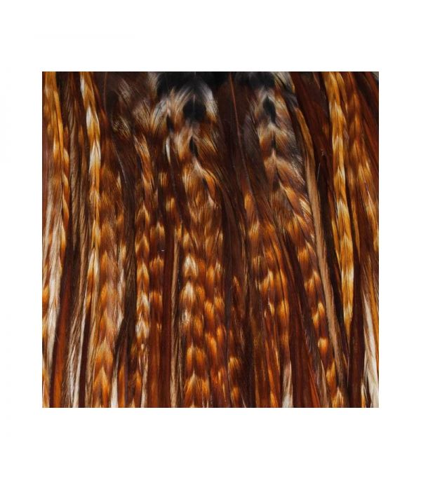 Plumas extensiones estilo Boho. Accesorio para cabello. Color cobrizo Talla-M