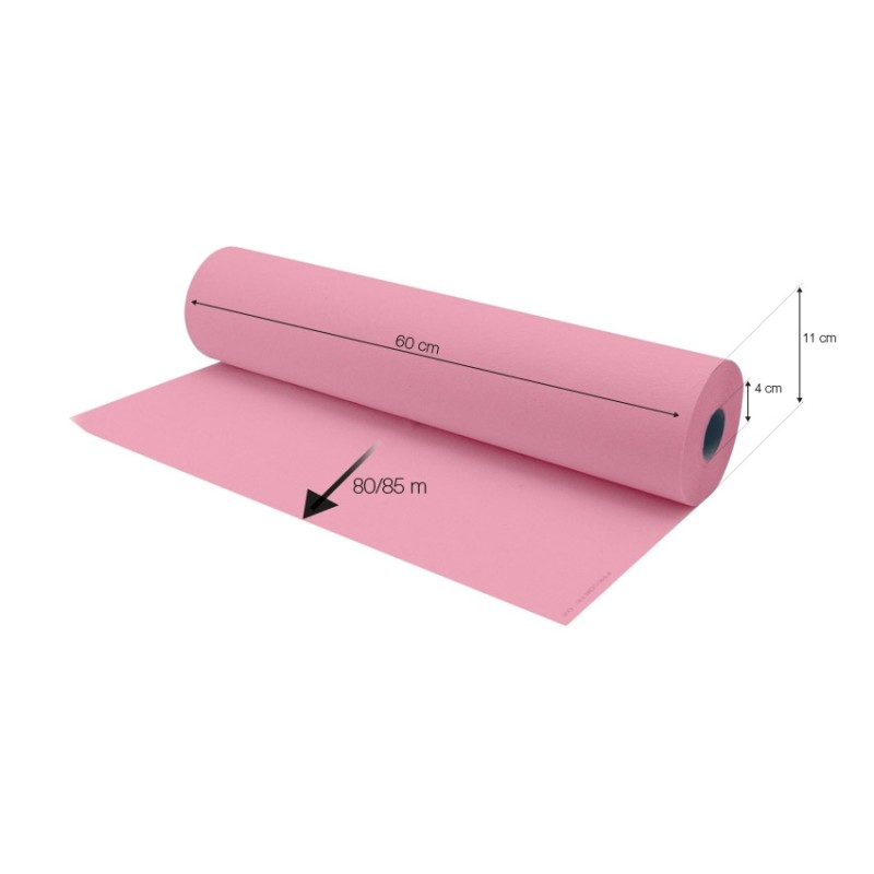 Rollo de papel para camilla desechable. Sin precorte. Rosa. Eseuve