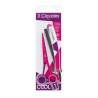 Tijera peluquero + navaja cool rosa 3 claveles