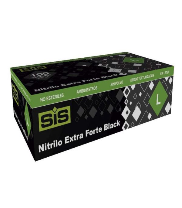 Guantes nitrilo negro sin polvo 100 ud talla S