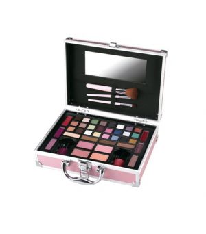 Maletín estuche de maquillaje. Color rosa. 24 productos MYA | Version Profesional