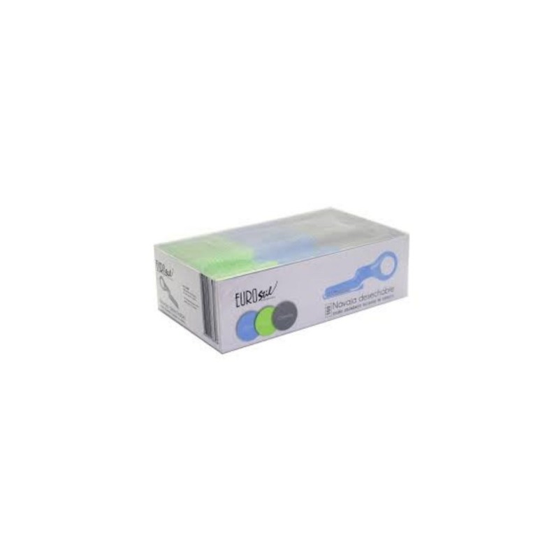 Navaja desechable de barbería. 1 solo uso. Caja x 100 uds. Eurostil