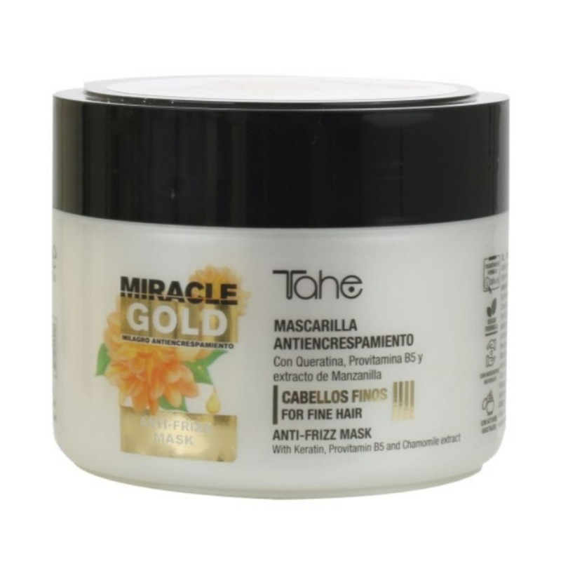 Mascarilla antiencrespamiento. Cabellos finos. Miracle Gold. Tahe
