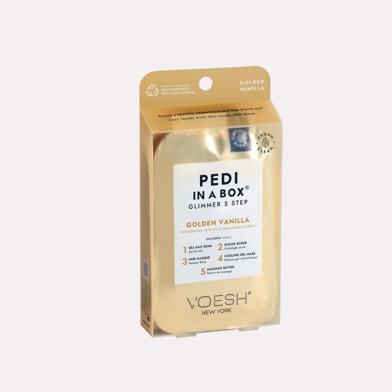 Pedi in a Box Golden Vanilla – Pedicura Dorada y Brillante con Vainilla