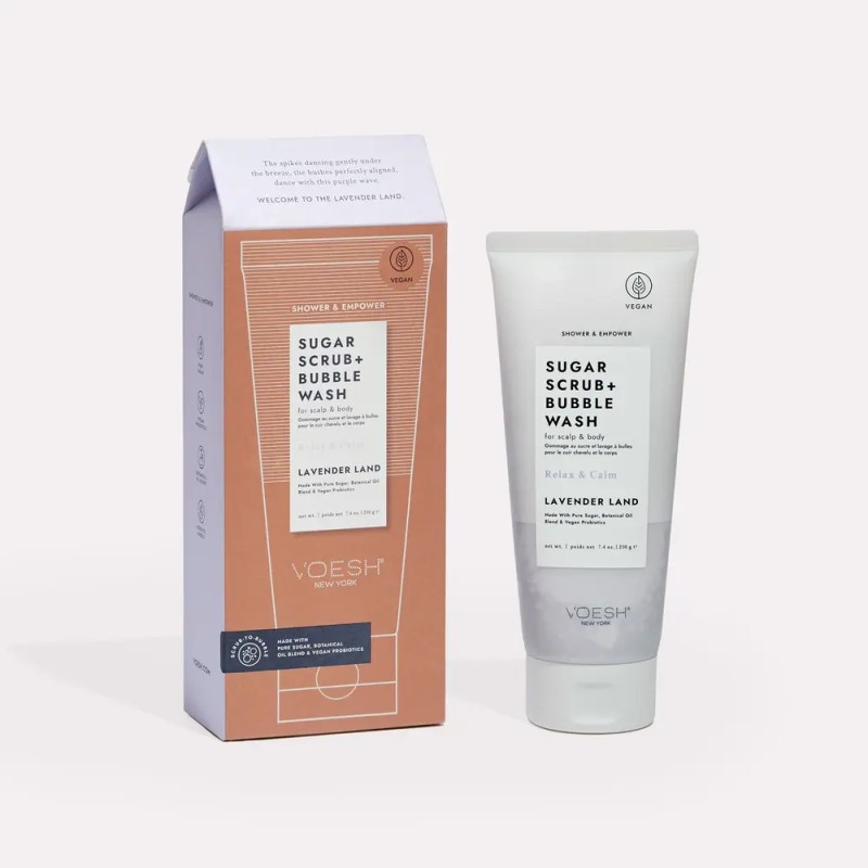 Sugar Scrub + Bubble Wash Lavender Land – Exfoliante y Gel 2 en 1