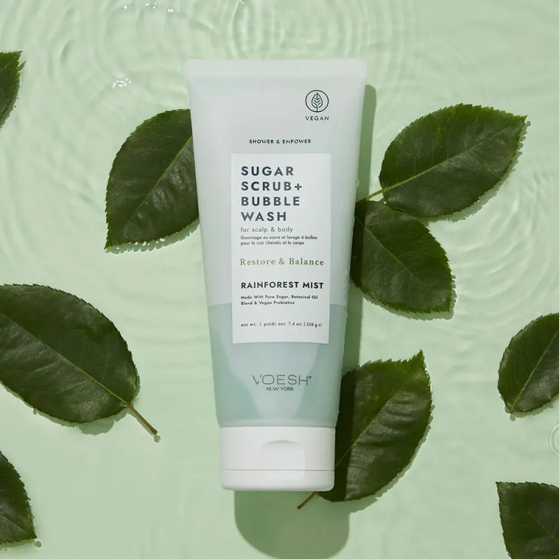 Sugar Scrub + Bubble Wash Rainforest Mist – Exfoliante y Gel 2 en 1