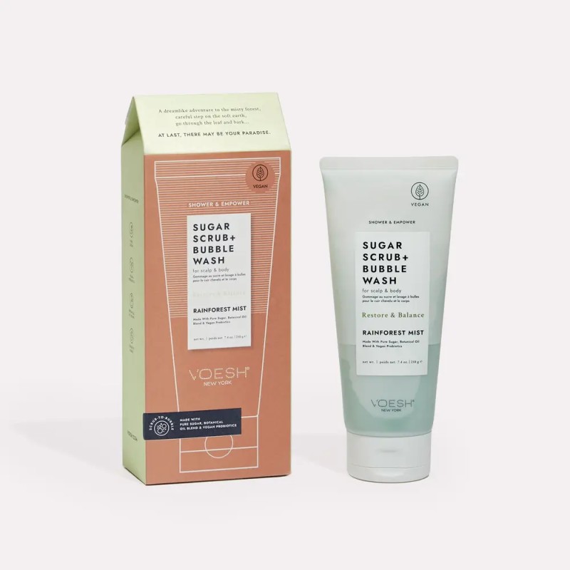Sugar Scrub + Bubble Wash Rainforest Mist – Exfoliante y Gel 2 en 1