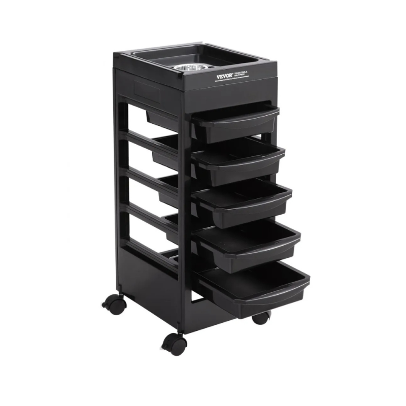 Carrito de Peluquería PILE Black · Trolley Profesional con 5 Bandejas