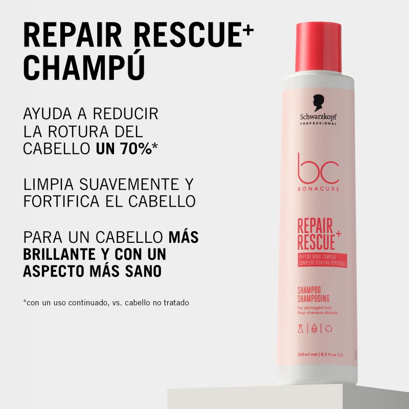 Bonacure Repair Rescue Schwarzkopf – Champú Reparador Intensivo para Cabello Dañado